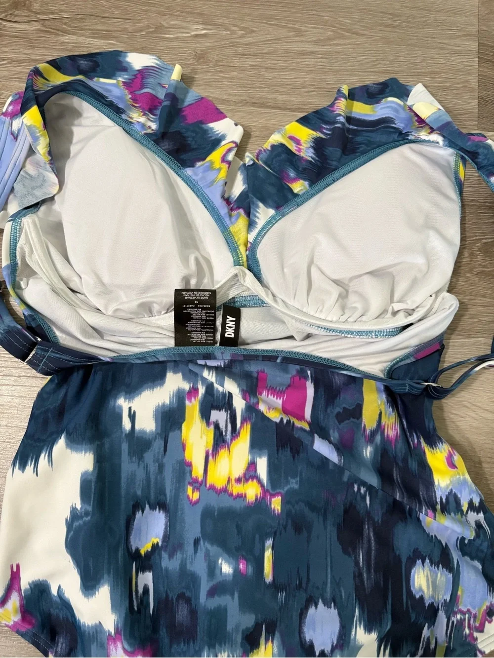 One-Piece Swimsuit in Navy Abstract Print. Tummy Control. - Picture 5 of 5